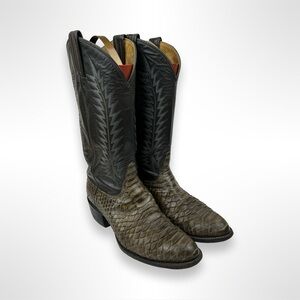 TONY LAMA vintage 80s python snakeskin cowboy boots